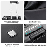 Hanke Grace Hard Shell Suitcases with Wheels,20 Inch Carry On Luggage Airline Approved with Aluminum Frame, Travel suitcase with Front Pocket Travel Luggage for Short Business Trips, Jet Black.