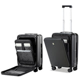 Hanke Grace Hard Shell Suitcases with Wheels,20 Inch Carry On Luggage Airline Approved with Aluminum Frame, Travel suitcase with Front Pocket Travel Luggage for Short Business Trips, Jet Black.