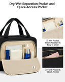 Hanke Hanging Travel Toiletry Bag for Women, Water - Resistant Makeup Organizer with Hook, Cosmetic Bag for Bathroom & Travel Essentials Accessories, Black