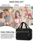 Hanke Hanging Travel Toiletry Bag for Women, Water - Resistant Makeup Organizer with Hook, Cosmetic Bag for Bathroom & Travel Essentials Accessories, Black