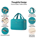 Hanke Hanging Travel Toiletry Bag for Women with Jewelry Organizer Compartment, Travel Essentials Toiletries and Makeup Bag, Water - Resistant & Stain - Resistant with Trolley Strap (Turquoise Green)