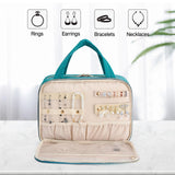 Hanke Hanging Travel Toiletry Bag for Women with Jewelry Organizer Compartment, Travel Essentials Toiletries and Makeup Bag, Water - Resistant & Stain - Resistant with Trolley Strap (Turquoise Green)