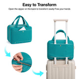 Hanke Hanging Travel Toiletry Bag for Women with Jewelry Organizer Compartment, Travel Essentials Toiletries and Makeup Bag, Water - Resistant & Stain - Resistant with Trolley Strap (Turquoise Green)