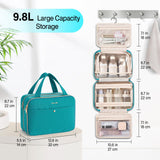 Hanke Hanging Travel Toiletry Bag for Women with Jewelry Organizer Compartment, Travel Essentials Toiletries and Makeup Bag, Water - Resistant & Stain - Resistant with Trolley Strap (Turquoise Green)