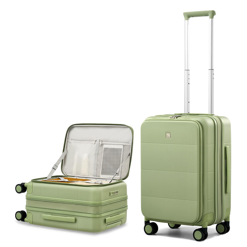 Hanke Hardside Expandable Carry On Luggage, 20 Inch Top Opening Trunk Luggages with Spinner Wheels, All - PC Hard Shell Carry - On Suitcase, Lightweight & TSA Airline Approved (Bamboo Green, 46L)