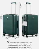 Hanke Hardside Expandable Checked Luggage, 24 Inch Top Opening Trunk Luggages with Spinner Wheels, All - PC Hard Shell Suitcase, Lightweight TSA Checked - Medium(Blackish Green, 83L)
