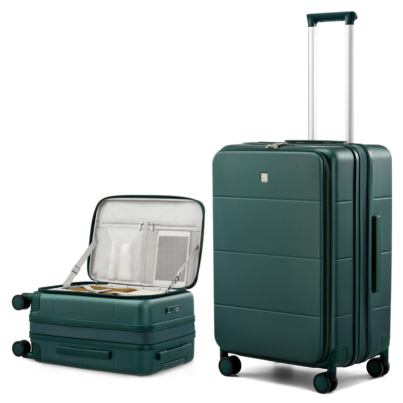 Hanke Hardside Expandable Checked Luggage, 24 Inch Top Opening Trunk Luggages with Spinner Wheels, All - PC Hard Shell Suitcase, Lightweight TSA Checked - Medium(Blackish Green, 83L)