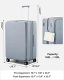 Hanke Hardside Expandable Large Checked Luggage, 28 Inch Top Opening Trunk Luggages with Spinner Wheels, All - PC Hard Shell Suitcase, Lightweight TSA Approved (Grey, 120L)