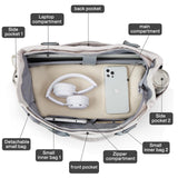 Hanke Laptop Tote - Lightweight Nylon Shoulder Bag for Work, Travel, Sports & Gym - Dune Grey