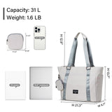 Hanke Laptop Tote - Lightweight Nylon Shoulder Bag for Work, Travel, Sports & Gym - Dune Grey