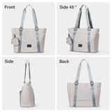 Hanke Laptop Tote - Lightweight Nylon Shoulder Bag for Work, Travel, Sports & Gym - Dune Grey