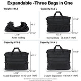 Hanke Large Expandable checked Luggage Suitcases with Wheels Foldable Duffle Bag for Travel suitcase for Women Men Garment Bag（Black）