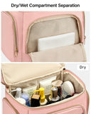Hanke Large Toiletry Bag for Women Travel, Double Layer Organizer with Wide Opening for Full - Size Cosmetics & Toiletries, 12.2L Water - Resistant Makeup Bag,Pink