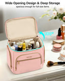 Hanke Large Toiletry Bag for Women Travel, Double Layer Organizer with Wide Opening for Full - Size Cosmetics & Toiletries, 12.2L Water - Resistant Makeup Bag,Pink