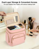 Hanke Large Toiletry Bag for Women Travel, Double Layer Organizer with Wide Opening for Full - Size Cosmetics & Toiletries, 12.2L Water - Resistant Makeup Bag,Pink