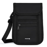 Hanke Passport Holder, Travel Wallet for Womens and Men, Neck Wallet Hidden Passport Pouch for Travel Adjustable Lightweight Thin with 6 compartments (Black)