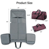 Hanke Purple Carry on Garment Bags for Travel and 20 Inch Carry On Luggage with Wheels, Convertible Duffle Bag Luggage Bag with Shoe Compartment