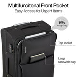 Hanke Softside Expandable 20 Inch Carry On Luggage with Wheels Airline Approved, TSA Luggage Lightweight Rolling Suitcases for Travel Carry On Bag(Black)