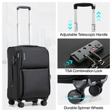 Hanke Softside Expandable 20 Inch Carry On Luggage with Wheels Airline Approved, TSA Luggage Lightweight Rolling Suitcases for Travel Carry On Bag(Black)