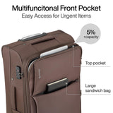 Hanke Softside Expandable 20 Inch Carry On Luggage with Wheels Airline Approved, TSA Luggage Lightweight Rolling Suitcases for Travel Carry On Bag(Coffee)