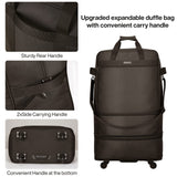 Hanke Suitcases with Wheels Expandable Foldable Luggage Bag Suitcase Collapsible Rolling Travel Bag Duffel Bag for Men Women Lightweight Suitcases without Telescoping Handle, Coffee