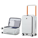 Hanke Top Opening 24 Inch Luggage with Spinner Wheels, Aluminum Frame All-PC Hard Shell Medium Suitcase, Trunk Wide Handle Luggage for Travel, TSA Checked-Medium (Smoke White, 69L)