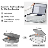 Hanke Top Opening 24 Inch Luggage with Spinner Wheels, Aluminum Frame All - PC Hard Shell Medium Suitcase, Trunk Wide Handle Luggage for Travel, TSA Checked - Medium (Smoke White, 69L)