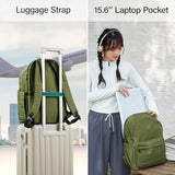 Hanke Travel Backpack for Women Men, Small College Laptop Backpack, Lightweight Water - Resistant Work Bookbag, Cute Casual Daypack for 15.6 Inch Laptop, Pine Green