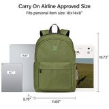 Hanke Travel Backpack for Women Men, Small College Laptop Backpack, Lightweight Water - Resistant Work Bookbag, Cute Casual Daypack for 15.6 Inch Laptop, Pine Green