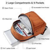 Hanke Travel Backpack for Women Men, Small College Laptop Backpack, Lightweight Water - Resistant Work Bookbag, Cute Casual Daypack for 15.6 Inch Laptop, Reddish Brown