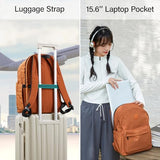 Hanke Travel Backpack for Women Men, Small College Laptop Backpack, Lightweight Water - Resistant Work Bookbag, Cute Casual Daypack for 15.6 Inch Laptop, Reddish Brown