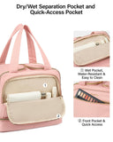 Hanke Travel Toiletry Bag, Lightweight Wide - open Large Toiletry Bags for Women, Dual - Layer Makeup Bag Water - Resistant Cosmetic Travel Bag with Handle for Accessories, Essentials, Pink