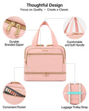 Hanke Travel Toiletry Bag, Lightweight Wide - open Large Toiletry Bags for Women, Dual - Layer Makeup Bag Water - Resistant Cosmetic Travel Bag with Handle for Accessories, Essentials, Pink