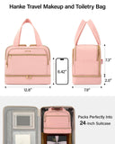 Hanke Travel Toiletry Bag, Lightweight Wide - open Large Toiletry Bags for Women, Dual - Layer Makeup Bag Water - Resistant Cosmetic Travel Bag with Handle for Accessories, Essentials, Pink