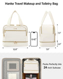Hanke Travel Toiletry Bag, Lightweight Wide - open Large Toiletry Bags for Women, Dual - Layer Makeup Bag Water - Resistant Cosmetic Travel Bag with Handle for Accessories, Essentials, Off White