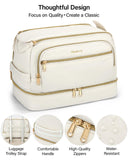Hanke Travel Toiletry Bag, Lightweight Wide - open Makeup Bag, Dual - Layer Travel Bag for Toiletries Water - Resistant Cosmetic Bags Large Toiletry Bags for Women & Men, Travel Essentials, Off White