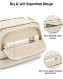 Hanke Travel Toiletry Bag, Lightweight Wide - open Makeup Bag, Dual - Layer Travel Bag for Toiletries Water - Resistant Cosmetic Bags Large Toiletry Bags for Women & Men, Travel Essentials, Off White