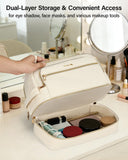 Hanke Travel Toiletry Bag, Lightweight Wide - open Makeup Bag, Dual - Layer Travel Bag for Toiletries Water - Resistant Cosmetic Bags Large Toiletry Bags for Women & Men, Travel Essentials, Off White