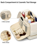 Hanke Travel Toiletry Bag, Lightweight Wide - open Makeup Bag, Dual - Layer Travel Bag for Toiletries Water - Resistant Cosmetic Bags Large Toiletry Bags for Women & Men, Travel Essentials, Off White