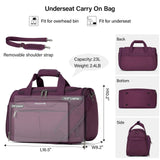 Hanke Underseat Carry On luggage Bags for Travel, Foldable Travel Bags for Women, Soft Lightweight Personal Item Travel Bag Small Carry On Bags for Airplanes, Travel Tote Bags for Women Men.（Purple）