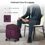 Hanke Underseat Carry On Luggage with Wheels, Lightweight Small Suitcase Airline Approved 16 Inch Softside Personal Item Travel Bag for Women Men, Compact Under Seat Luggage with Spinner Wheels,Purple