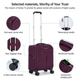 Hanke Underseat Carry On Luggage with Wheels, Lightweight Small Suitcase Airline Approved 16 Inch Softside Personal Item Travel Bag for Women Men, Compact Under Seat Luggage with Spinner Wheels,Purple