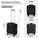 Hanke Underseat Carry On Luggage with Wheels, Lightweight Small Suitcase Airline Approved 16 Inch Softside Personal Item Travel Bag for Women Men, Compact Under Seat Luggage with Spinner Wheels,Black