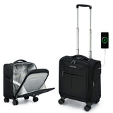 Hanke Underseat Carry On Luggage with Wheels, Lightweight Small Suitcase Airline Approved 16 Inch Softside Personal Item Travel Bag for Women Men, Compact Under Seat Luggage with Spinner Wheels,Black