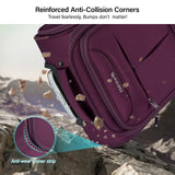 Hanke Underseat Carry On Luggage with Wheels, Lightweight Small Suitcase Airline Approved 16 Inch Softside Personal Item Travel Bag for Women Men, Compact Under Seat Luggage with Spinner Wheels,Purple