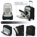 Hanke Underseat Carry On Luggage with Wheels, Lightweight Small Suitcase Airline Approved 16 Inch Softside Personal Item Travel Bag for Women Men, Compact Under Seat Luggage with Spinner Wheels,Black