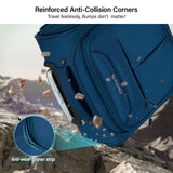 Hanke Underseat Carry On Luggage with Wheels, Lightweight Small Suitcase Airline Approved 16 Inch Softside Personal Item Travel Bag for Women Men, Compact Under Seat Luggage with Spinner Wheels.(Blue)