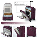 Hanke Underseat Carry On Luggage with Wheels, Lightweight Small Suitcase Airline Approved 16 Inch Softside Personal Item Travel Bag for Women Men, Compact Under Seat Luggage with Spinner Wheels,Purple