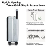 Hanke Wide Handle Luggage, 24 Inch Suitcase with Front Pocket, Top Open PC Hard Shell Suitcases with Spinner Wheels,Trunk Style Zipperless Aluminum Luggages Large Checked In(Grey, 69L)
