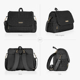 Hannah & Sophia Belle Convertible Baby Diaper Backpack & Bag in Black, Large Size, Dual Sided Water Resistant Changing Mat Included, Detachable Shoulder Straps, Easy To Use